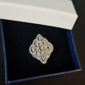 925 Swarovski Elements Marquise Yellow stone ring Women's size 6